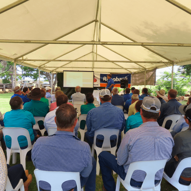 Will Onus demonstrates the benefits of emission reporting to Rabobank customers at the Rabobank QUT event.