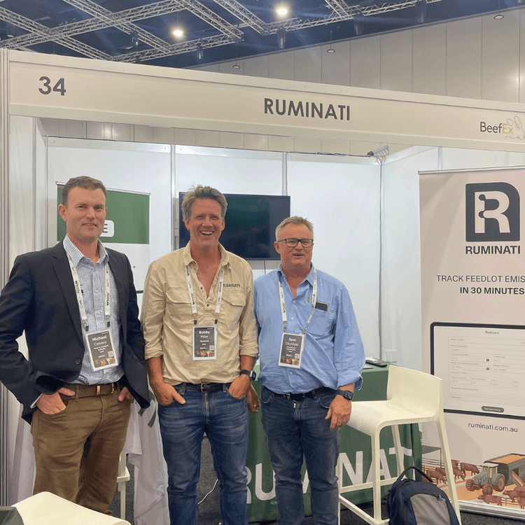 Ruminati co-founder Bobby Miller with agricultural industry partners at BeefEx 2024.