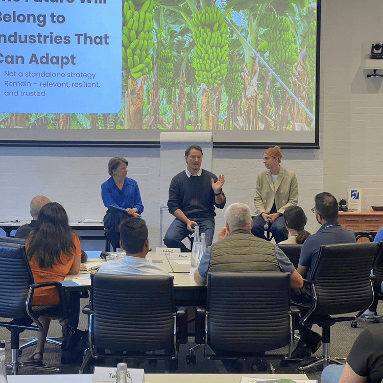 Ruminati COO Will Onus speaks on a sustainability panel as part of the IFPA Produce Exec Program in Geelong 2026