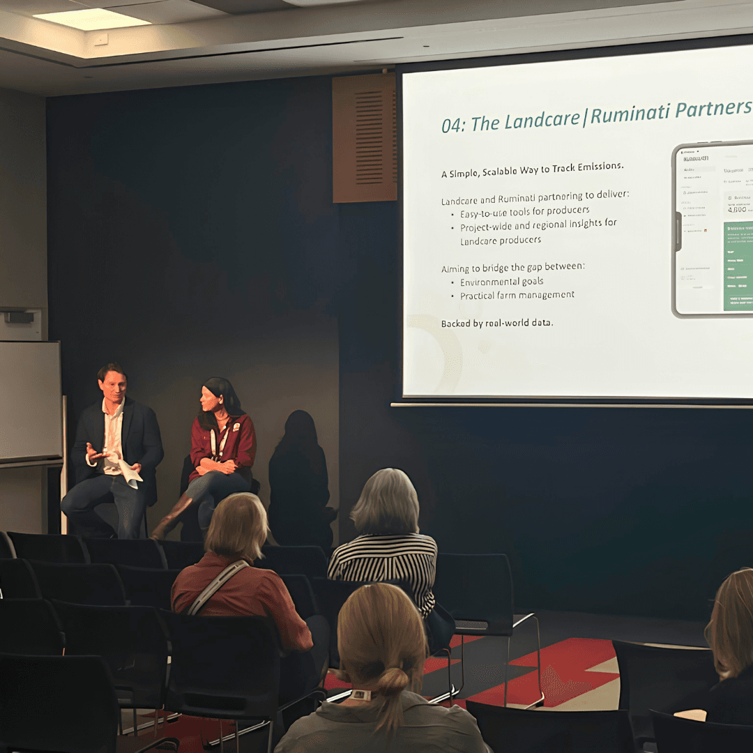 Ruminati COO Will Onus and Landcare Ag Program Manager Ang Hammond present at the 2025 National Landcare Conference.