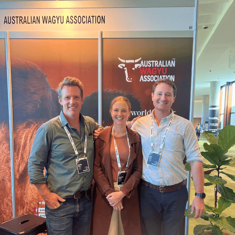 Ruminati CEO Bobby Miller and COO Will Onus talk to stakeholders and farmers at WagyuEdge 2024.