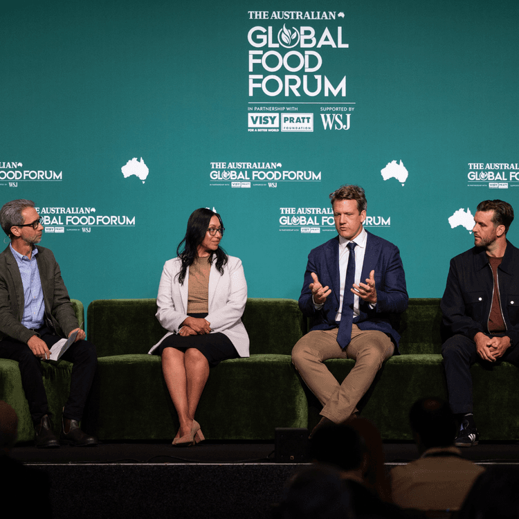 Ruminati CEO Bobby Miller speaks about the pressure faced by farmers when it comes to emissions reporting at the Global Food Forum (Image by Lucas Dawson)