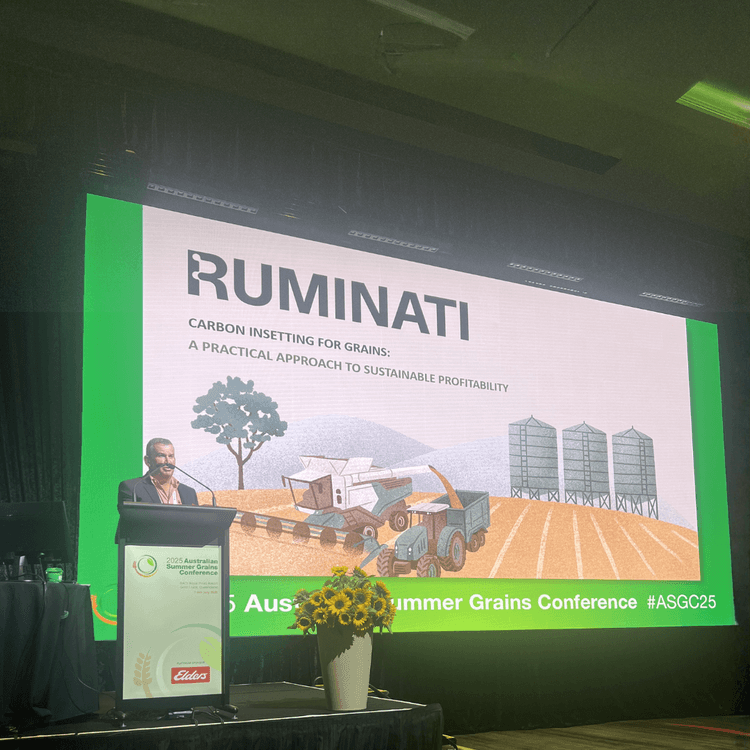 Will Onus presents on the latest technology for emissions reporting for grain producers at the Australian Summer Grains Conference 2025.